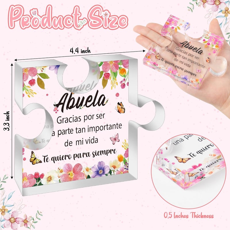 Yopyame Spanish Grandma Birthday Gifts - Regalos para Abuela Acrylic Puzzle Plaque Keepsake Paperweights Gifts for Grandma in Spanish Christmas Mothers Day Gift for Grandma from Granddaughter Grandson - Image 2